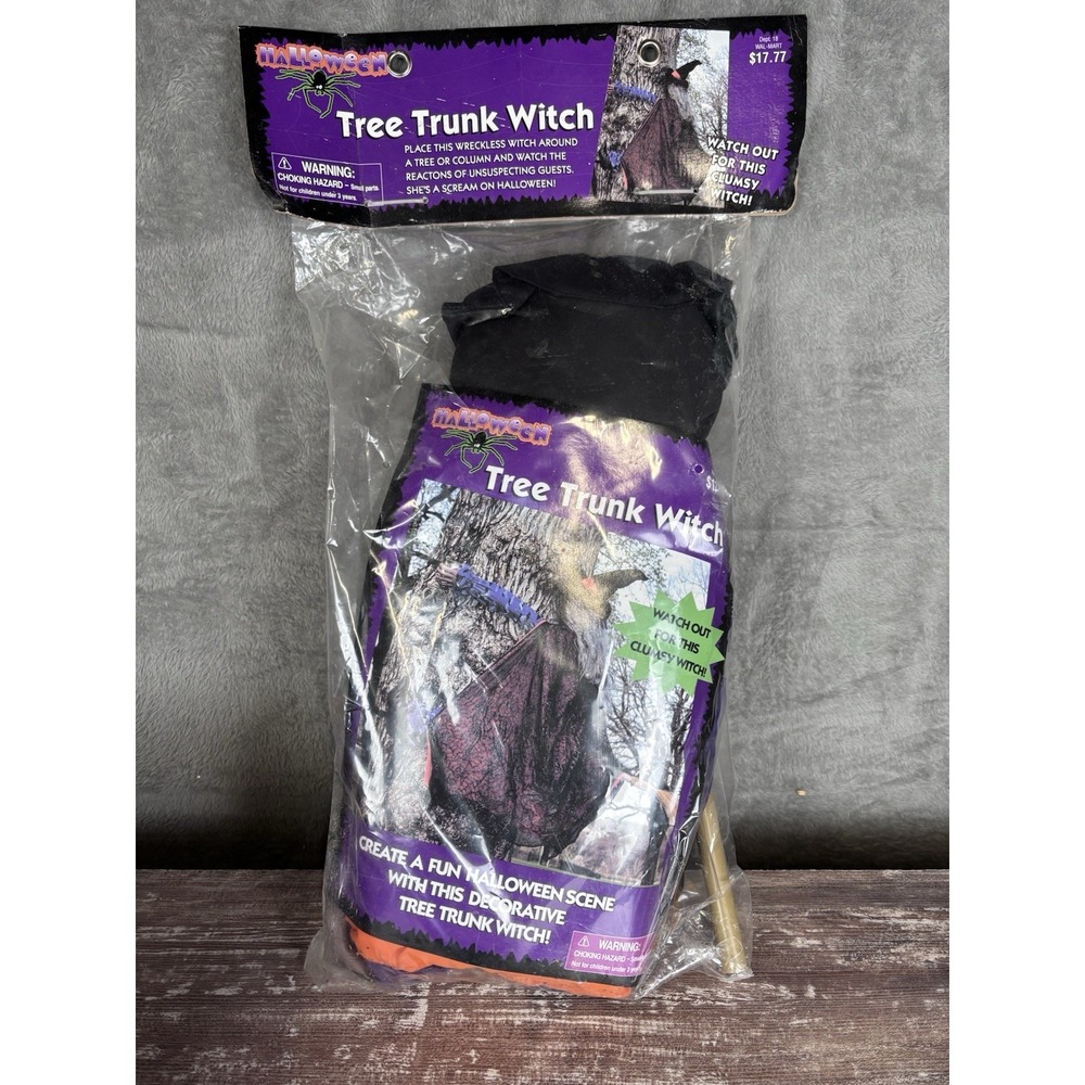 Vintage Halloween Flying Witch Tree Trunk Witch Large & Heavy /‎ NEW Old Stock